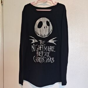 Girl's XL (14/16) Disney Black Nightmare Before Christmas Long Sleeve Tee